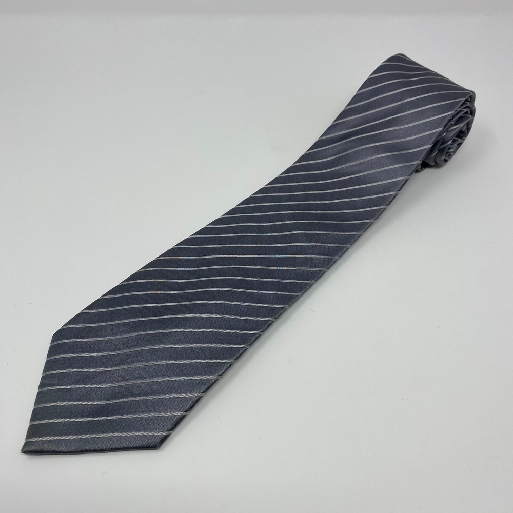 Donald Trump‎ Tie Signature Collection Mens Silk Gray Silver Striped Handmade